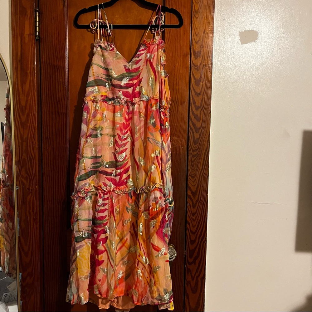 Flowy Summer Maxi Dress in Pink & Orange Floral